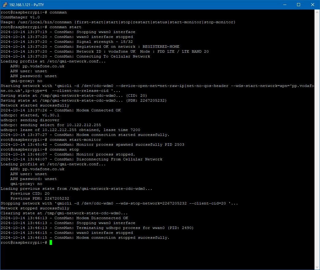 Raspberry Pi Modem cellular Connection manager script